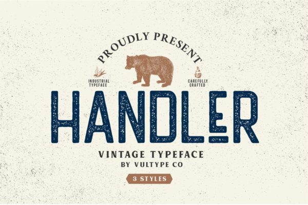 品牌标识设计经典无衬线英文字体 Handler Stamp Font