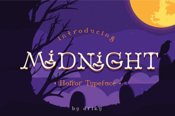 恐怖万圣节午夜庆典字体设计 Midnight