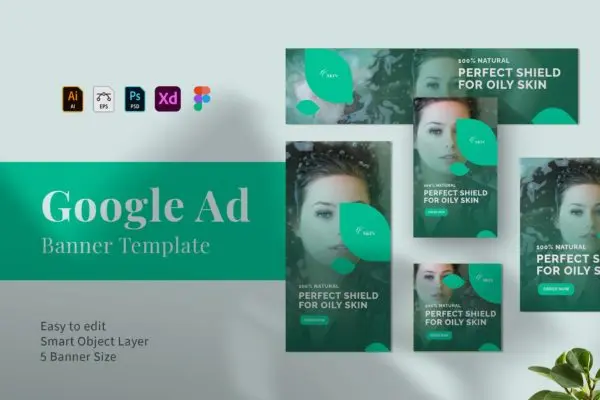 护肤品谷歌广告Banner设计套件 Google Ad Oily Skin 01