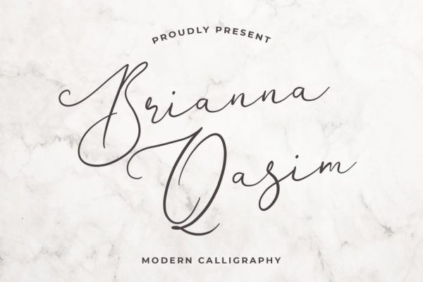 独特手写连笔书法英文字体 Brianna Qasim Beautiful Calligraphy Font
