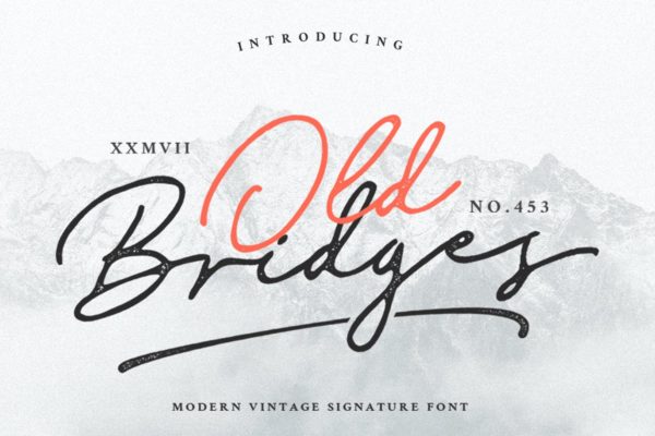 现代复古镂空效果手写签名字体 Old Bridges Vintage Script