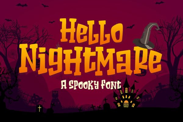 复古恐怖噩梦幽灵粗黑手写英文字体 Hello Nightmare a Spooky Font