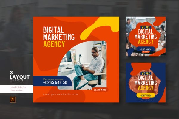 数字营销机构社交媒体帖子设计模板 Digital Marketing Agency Social Media Post