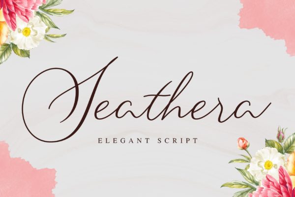 流畅细笔划英文手写字体下载 Seathera – Elegant Script