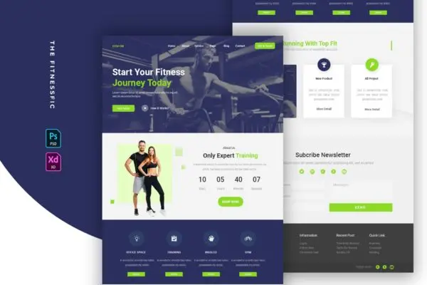 健身推广电子邮件订阅设计模板 Fitnessfic | Email Newsletter