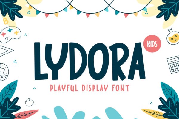 儿童插画印刷广告粗黑手写字体 Lydora Kids QR