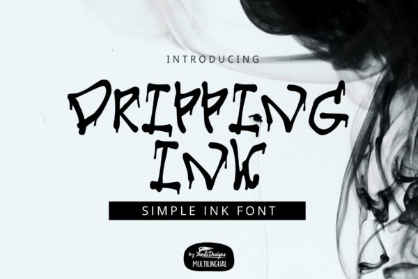 墨水滴落外观设计英文装饰字体 Dripping Ink Font