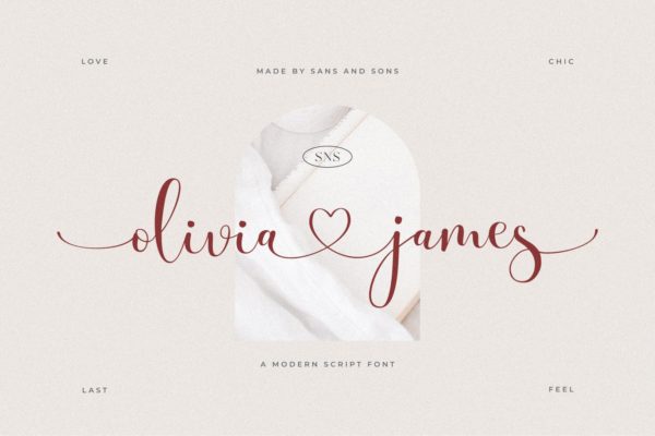 现代优雅浪漫邀请函手写字体 Olivia James