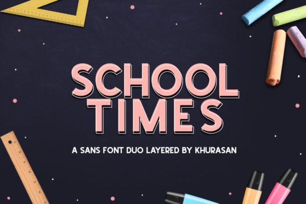 学习教育主题设计重影风格英文无衬线字体 School Times