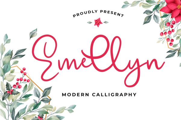 可爱风格英文现代书法字体 Emellyn Lovely Modern Calligraphy Font