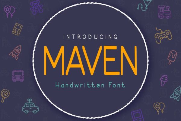 趣味创意儿童主题适用英文字体素材 Maven Font