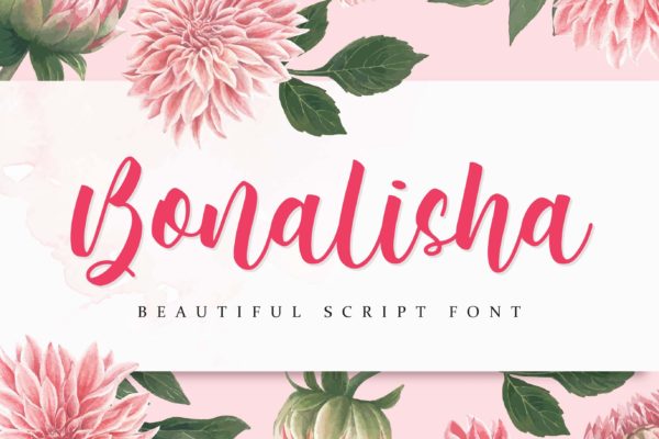 浪漫美丽邀请函婚纱杂志手写字体 Bonalisha – Beautiful Script