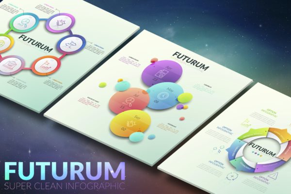 未来风格多彩形状元素信息图表设计模板 Futurum Infographic. Colorful
