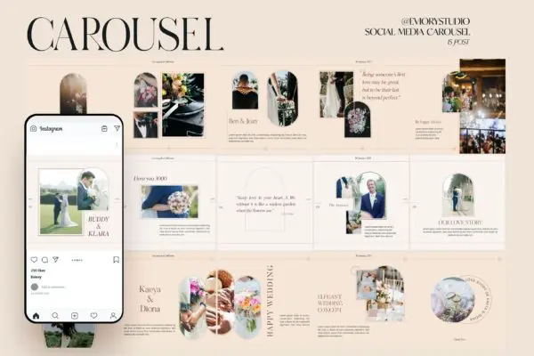 婚礼摄影Instagram推广社交广告轮播图模板 Wedding – Carousel Template Instagram