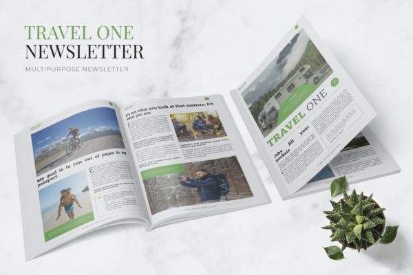 旅行主题新闻杂志设计模板 Travel One Newsletter