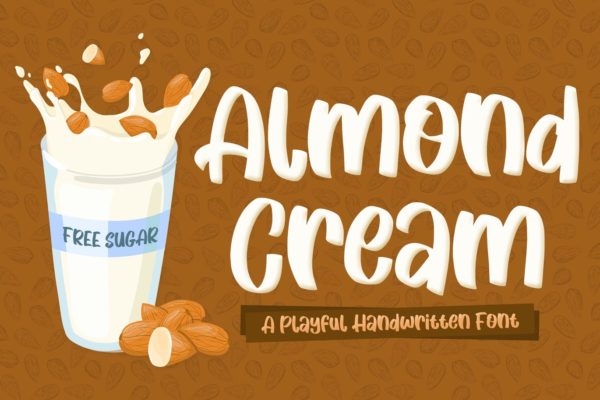 美食饮品活力包装设计无衬线字体 Almond Cream