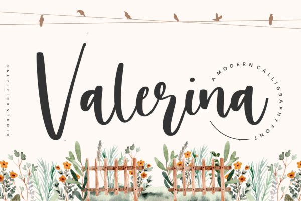 现代书法风格英文手写字体素材 Valerina YH – Modern Calligraphy Font
