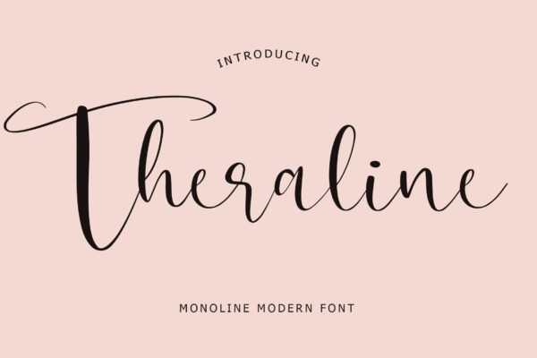 现代飘逸细线条连笔手写字体 Theraline Monoline Modern Font