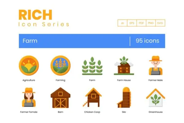 95个Rich系列农场图标 95 Farm Icons – Rich Series