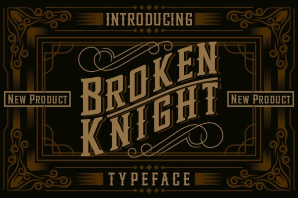 欧美复古海报标题LOGO英文字体 Broken Knight Typeface