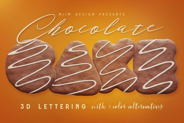 巧克力蛋糕创意3D英文字体PNG素材 Chocolate Cake – 3D Lettering