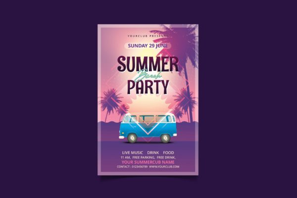 夏日派对传单海报设计模板 Summer Party Flyer