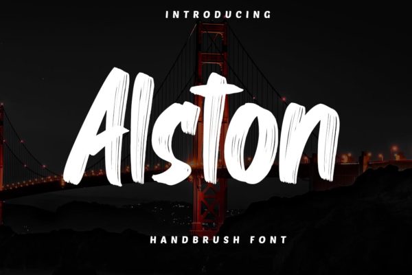 油漆刷子笔刷刷痕纹理手写字体 Alston – Handbrush Font