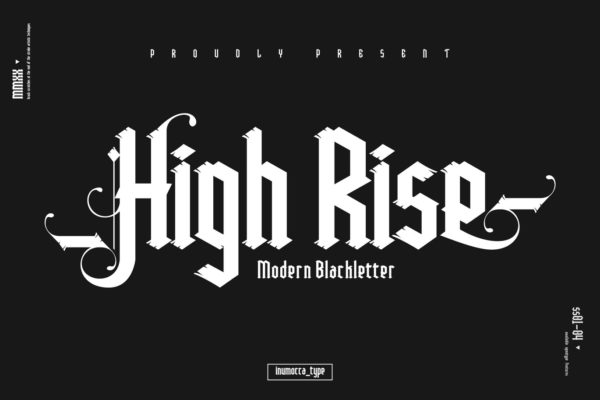 哥特线圈毛笔划痕艺术装饰字体 High Rise