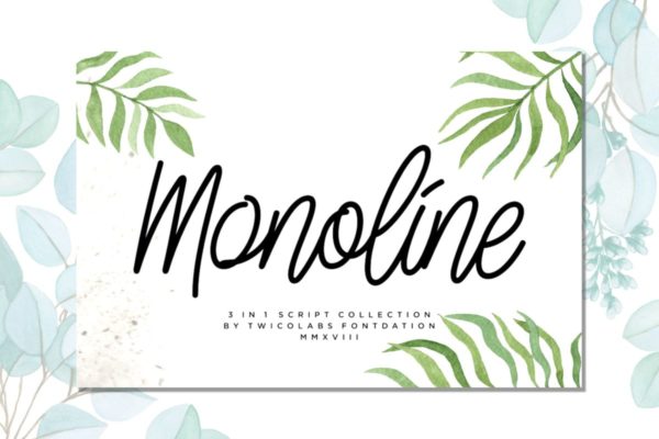 3款自然随性趣味单线手写字体包 Monoline Script Collection – 3 Fonts