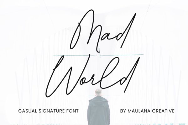 休闲风格潦草手写英文签名字体 Mad World Casual Signature Font