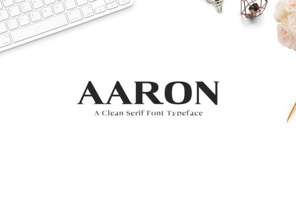 时尚通用信封刻字风格衬线英文字体 Aaron Serif Font Family