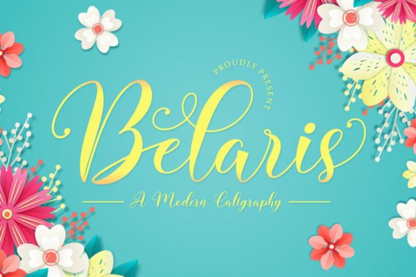 浪漫美丽婚礼邀请函手写字体 Belaris – script font