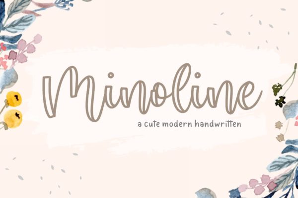可爱单边双线字体效果手写字体 Minoline YH – Modern Script Font