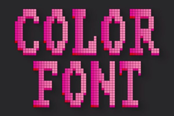 3D立体彩色马赛克像素英文装饰字体 Pixel 2 – Color SVG Font