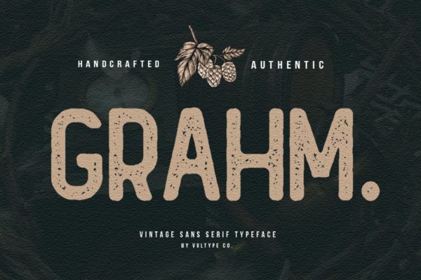 复古斑驳斑点镂空效果无衬线字体 Grahm Rough Font