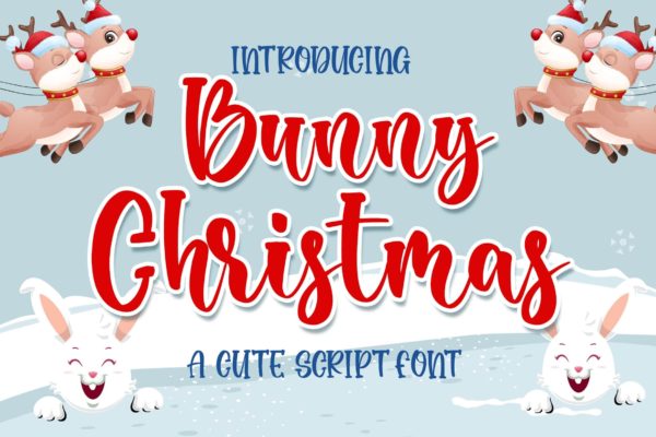 欢乐圣诞兔子主题可爱英文字体 Bunny Christmas Cute Script Font
