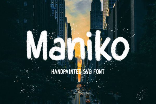 冬日雪花斑驳毛绒效果无衬线字体 Maniko – Handpainted Svg Font