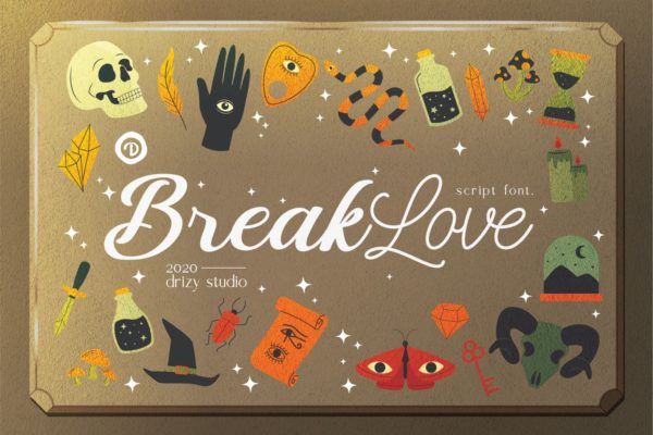 华丽手写英文标题装饰字体合集 BreakLove