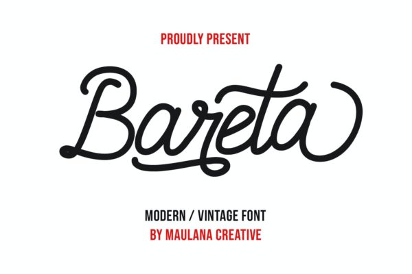 现代复古英文连笔设计手写字体 Bareta Vintage Modern Font
