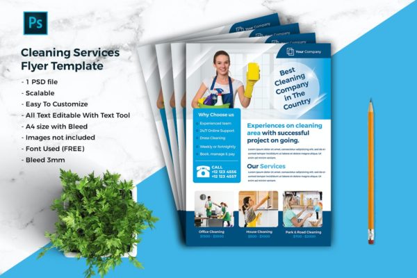 家政清洁服务海报传单模板v3 Cleaning Services Flyer Template vol-03