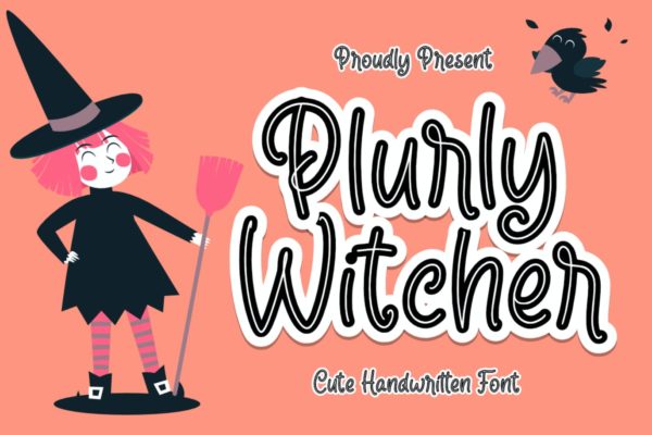 万圣节主题可爱古怪英文手写字体 Plurly Witcher