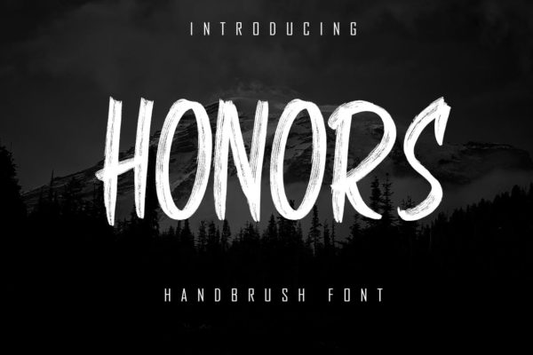 油漆刷痕效果书法笔刷手写字体 HONORS – Handbrush Font