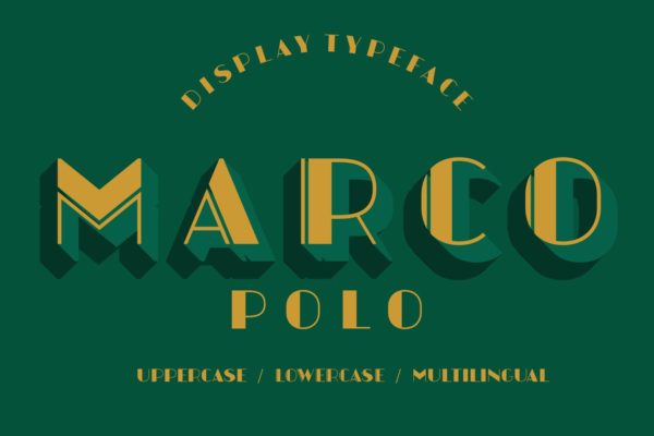 大小写对比装饰风格手写英文字体 Marcopolo