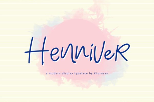 现代书法风格英文手写字体 Henniver