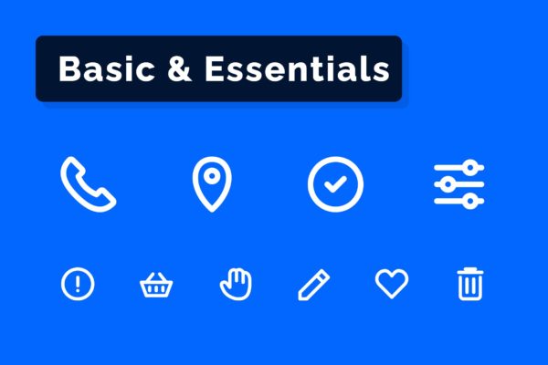64个基本和UI元素图标集 Basic & Essentials Icons Set