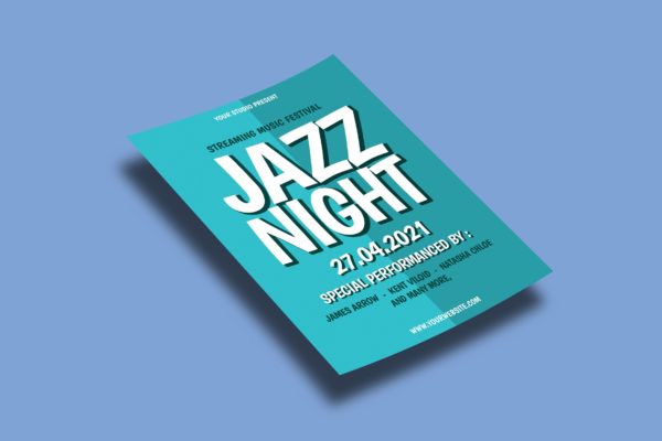 爵士之夜音乐海报传单设计模板 Jazz Night – Flyers Template