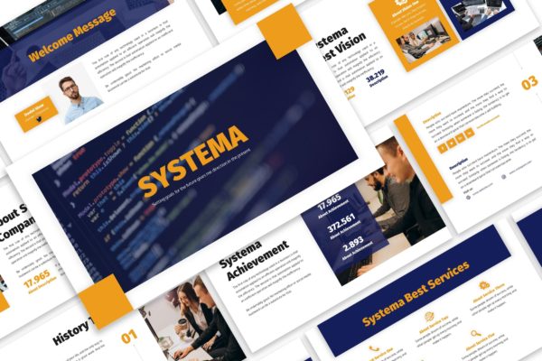 公司介绍商业演示PPT幻灯片模板素材 Systema – Business Template Prensentation