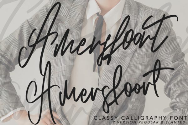 时尚潮流连笔设计书法手写字体2版 Amersfoort Calligraphy Font | 2 Version