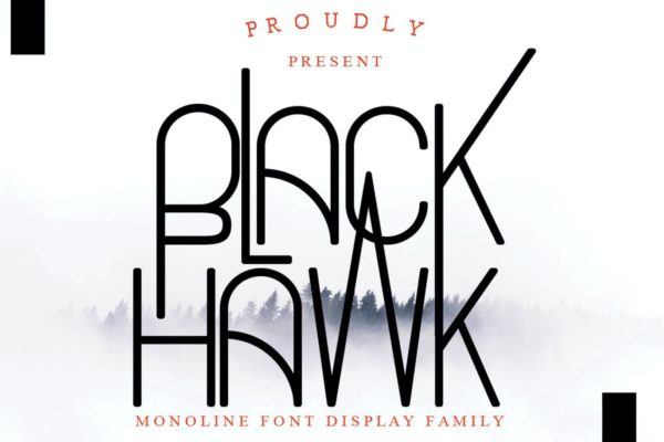 不规则延长拉伸效果无衬线字体 Black Hawk