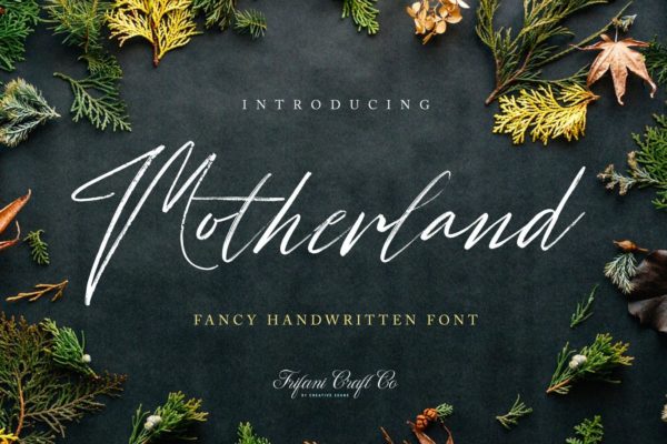 粉笔纹理连笔设计手写字体 Motherland